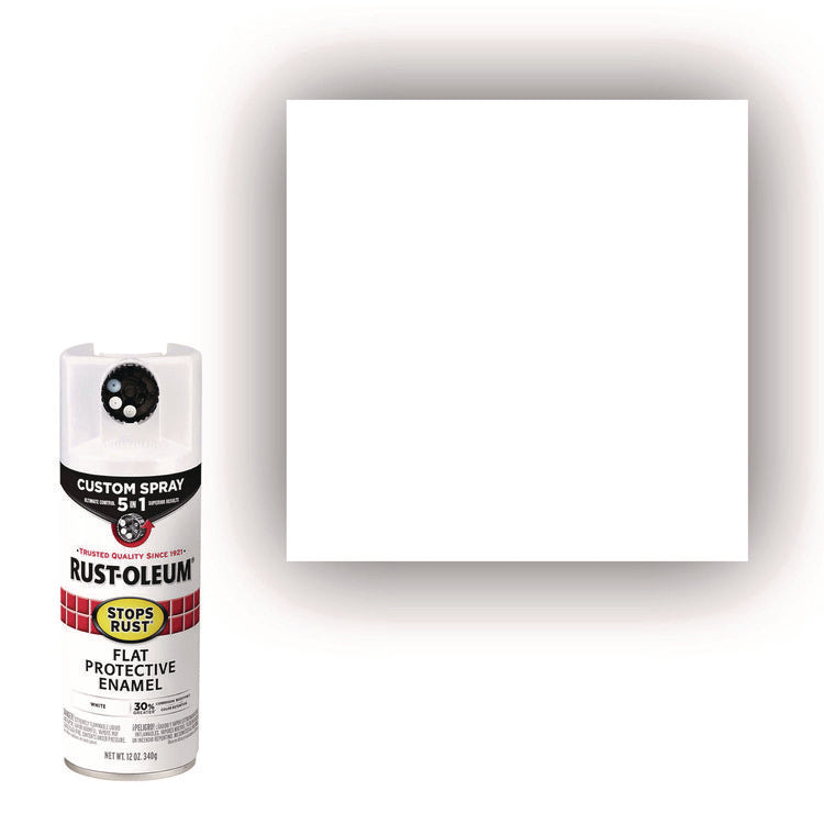 Stops Rust 5-in-1 Spray Paint, Flat White, 12 oz Aerosol Can