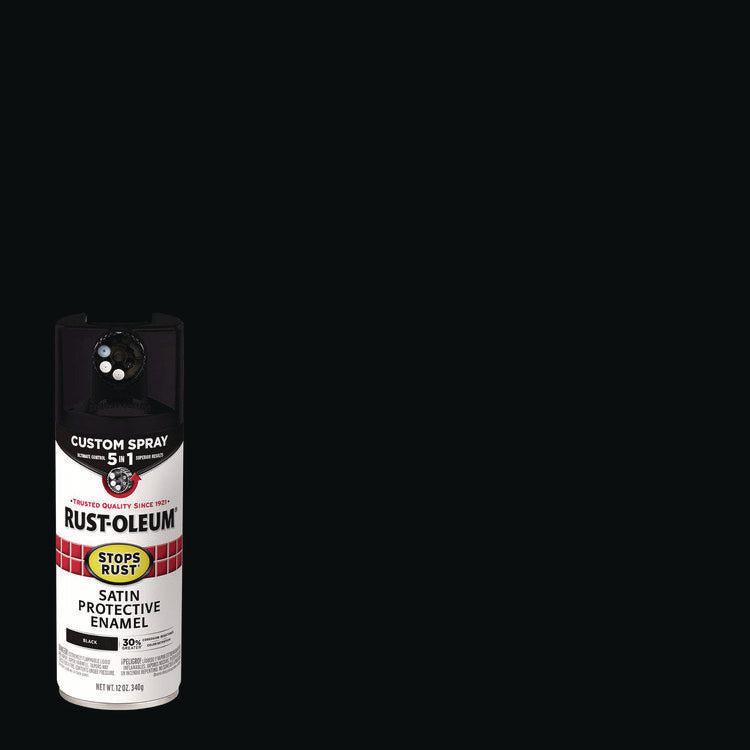 Stops Rust 5-in-1 Spray Paint, Satin Black, 12 oz Aerosol Can