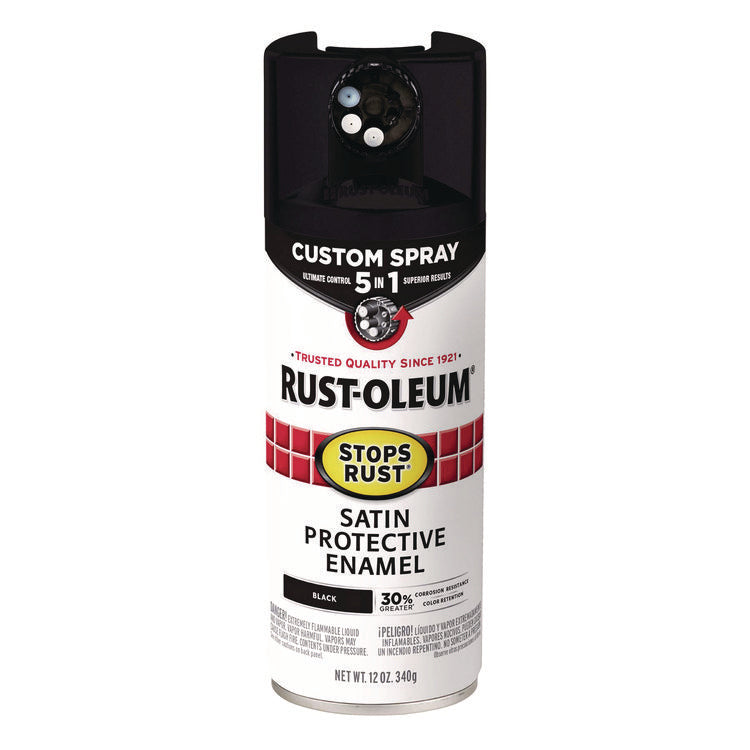 Stops Rust 5-in-1 Spray Paint, Satin Black, 12 oz Aerosol Can