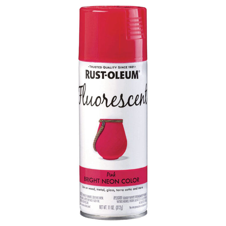 Specialty Fluorescent Spray Paint, Flat Fluorescent Pink, 11 oz Aerosol Can, 6/Carton