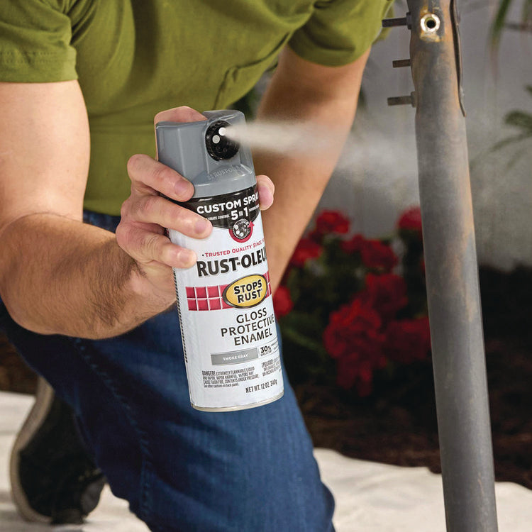 Stops Rust 5-in-1 Spray Paint, Satin Coastal Gray, 12 oz Aerosol Can