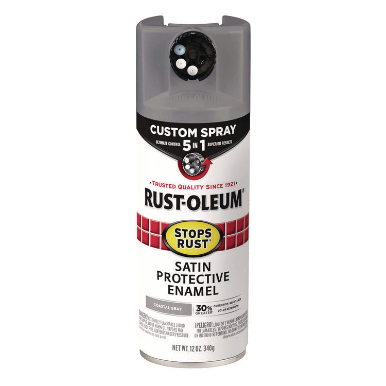Stops Rust 5-in-1 Spray Paint, Satin Coastal Gray, 12 oz Aerosol Can