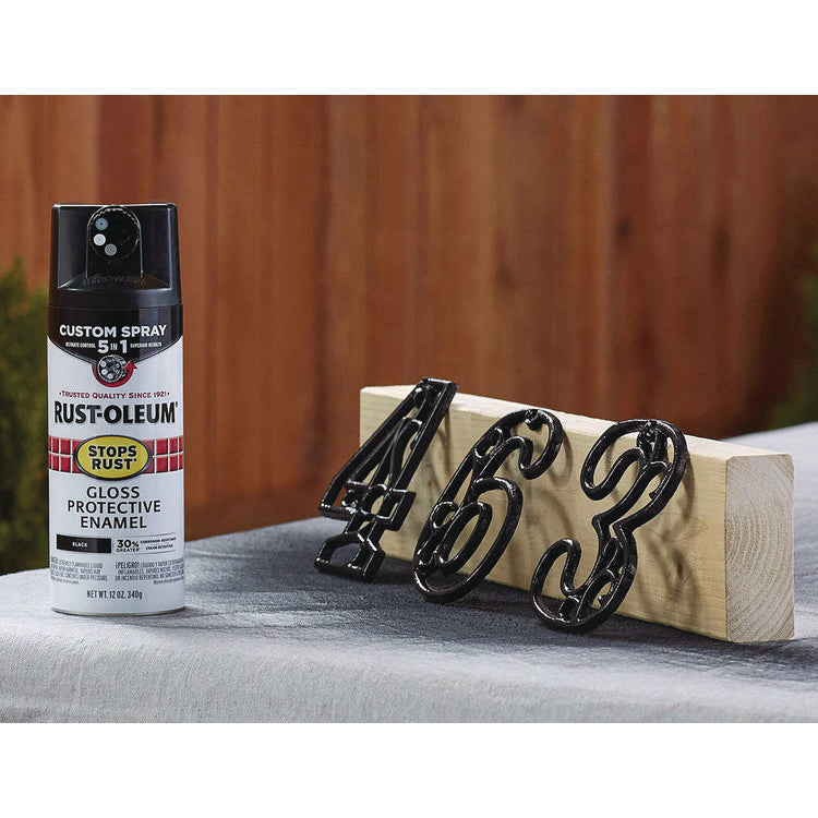 Stops Rust 5-in-1 Spray Paint, Gloss Black, 12 oz Aerosol Can