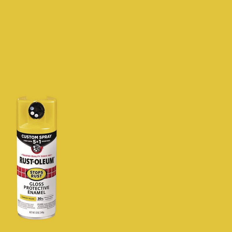 Stops Rust 5-in-1 Spray Paint, Gloss Sunburst Yellow, 12 oz Aerosol Can