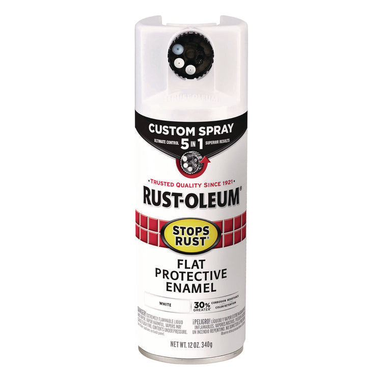 Stops Rust 5-in-1 Spray Paint, Flat White, 12 oz Aerosol Can, 6/Carton