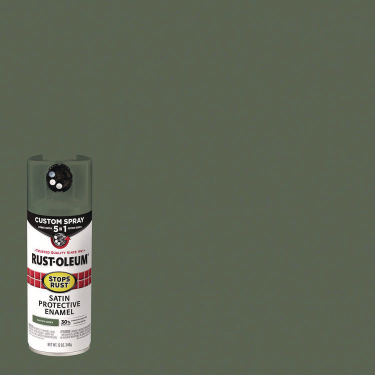 Stops Rust 5-in-1 Spray Paint, Satin Earthy Green, 12 oz Aerosol Can