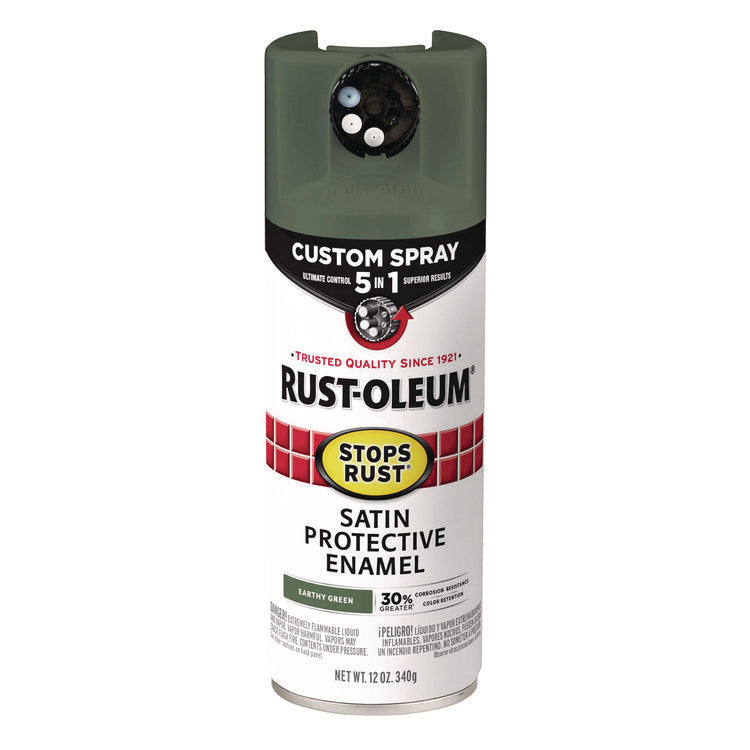 Stops Rust 5-in-1 Spray Paint, Satin Earthy Green, 12 oz Aerosol Can