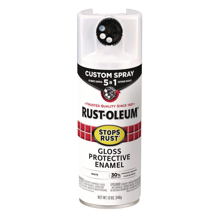 Stops Rust 5-in-1 Spray Paint, Gloss White, 12 oz Aerosol Can, 6/Carton