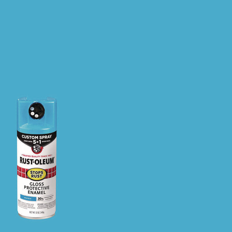 Stops Rust 5-in-1 Spray Paint, Gloss Maui Blue, 12 oz Aerosol Can, 6/Carton