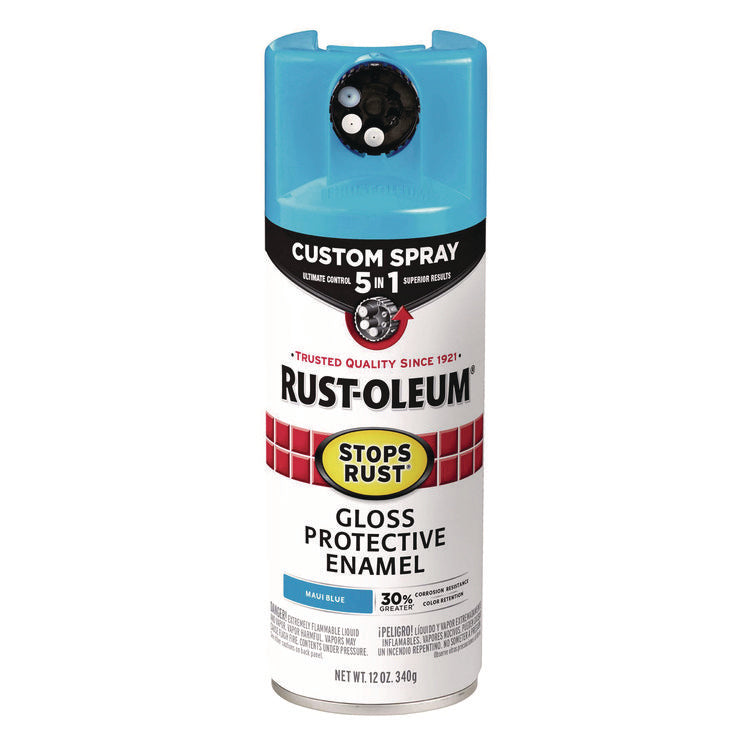 Stops Rust 5-in-1 Spray Paint, Gloss Maui Blue, 12 oz Aerosol Can, 6/Carton