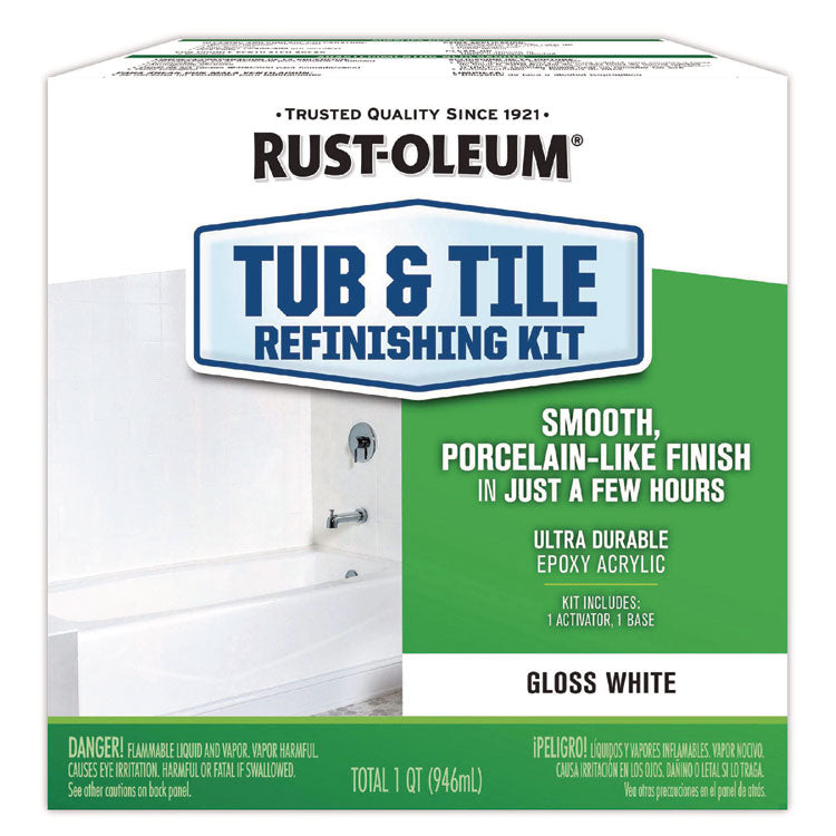 Specialty Tub and Tile Refinishing Kit, Gloss White, Quart, 4 Kits/Carton