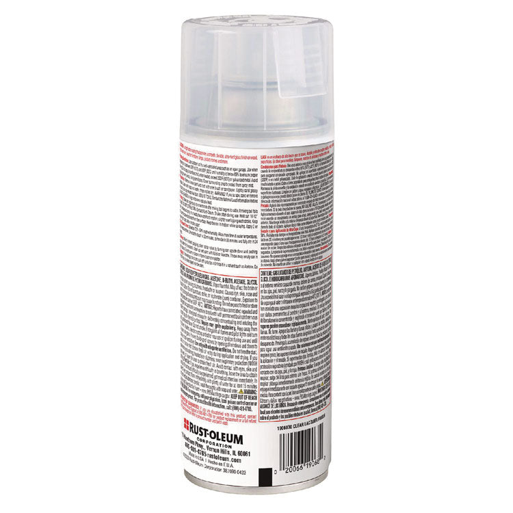 Specialty Lacquer Spray Paint, Gloss Clear, 12 oz Aerosol Can, 6/Carton