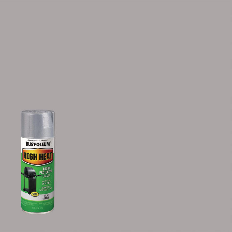 High Heat Enamel Spray Paint, Flat Silver, 12 oz Aerosol Can, 6/Carton