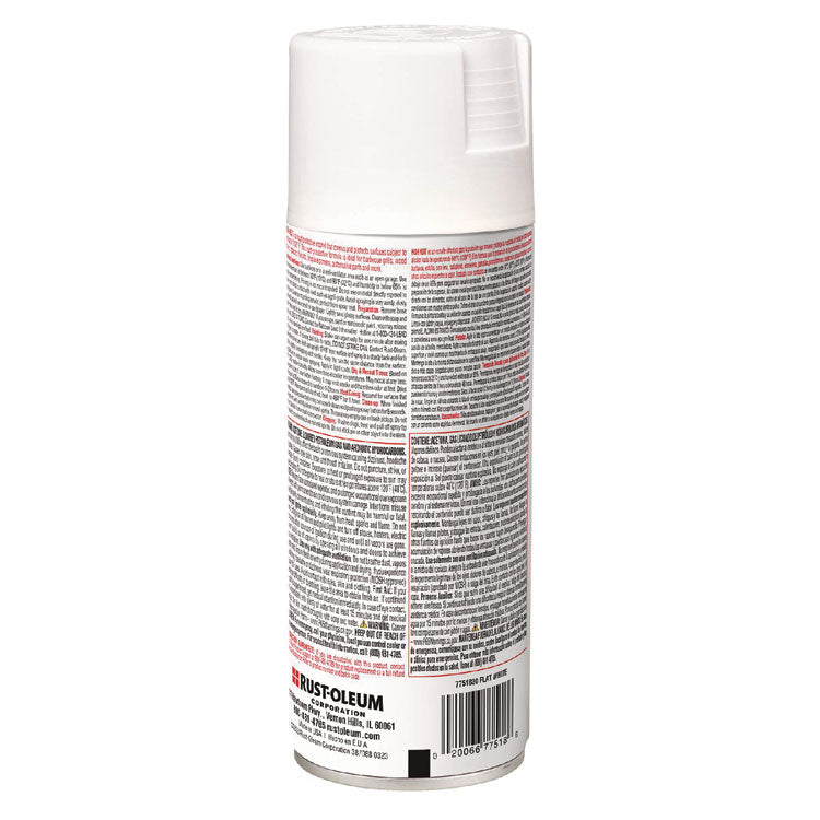 High Heat Enamel Spray Paint, Flat White, 12 oz Aerosol Can, 6/Carton