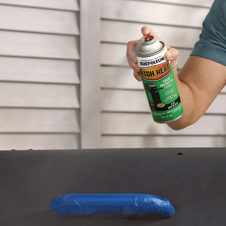High Heat Enamel Spray Paint, Flat Black, 12 oz Aerosol Can, 6/Carton