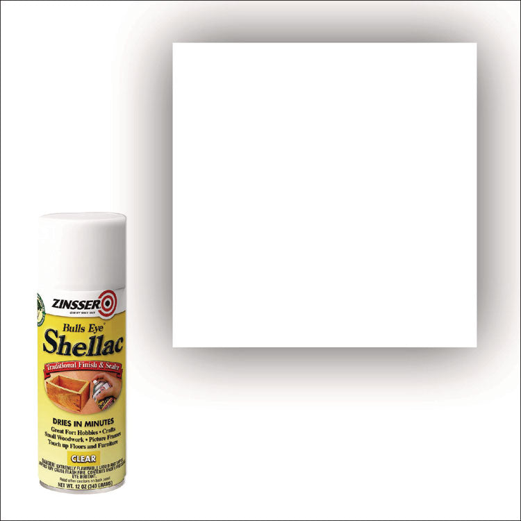 Clear Bulls Eye Shellac Spray, Gloss Clear, 12 oz Aerosol Can, 6/Carton