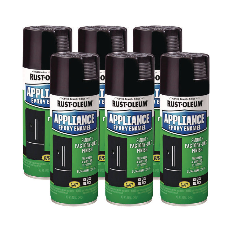 Specialty Appliance Epoxy Spray Paint, Gloss Black, 12 oz Aerosol Can, 6/Carton