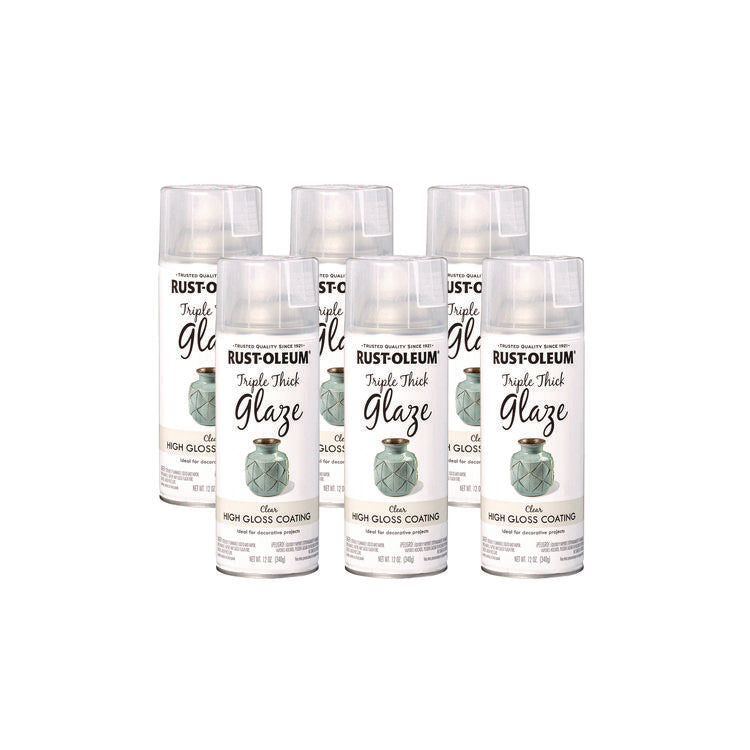 Specialty Triple Thick Glaze Spray Paint, High Gloss Clear, 12 oz Aerosol Can, 6/Carton