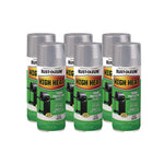 High Heat Enamel Spray Paint, Flat Silver, 12 oz Aerosol Can, 6/Carton