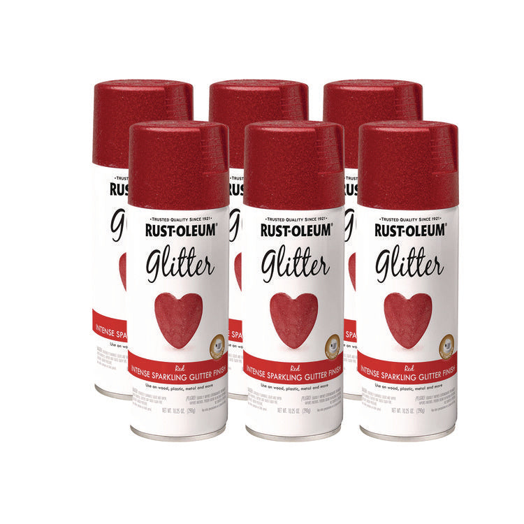 Specialty Glitter Spray Paint, Glitter Red, 10.25 oz Aerosol Can, 6/Carton