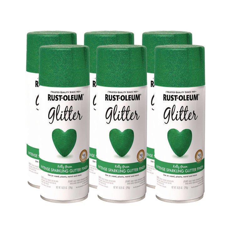 Specialty Glitter Spray Paint, Glitter Kelly Green, 10.25 oz Aerosol Can, 6/Carton