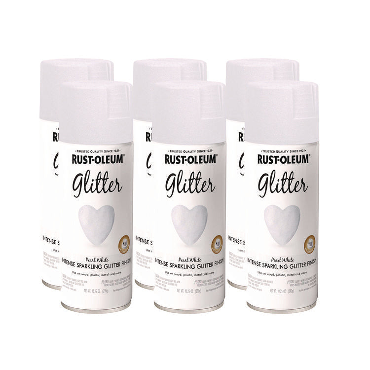 Specialty Glitter Spray Paint, Glitter White, 10.25 oz Aerosol Can, 6/Carton