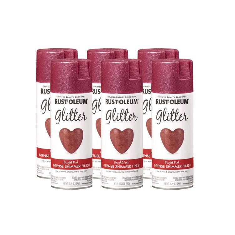 Specialty Glitter Spray Paint, Glitter Pink, 10.25 oz Aerosol Can, 6/Carton