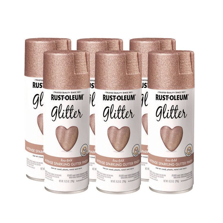 Specialty Glitter Spray Paint, Glitter Rose Gold, 10.25 oz Aerosol Can, 6/Carton
