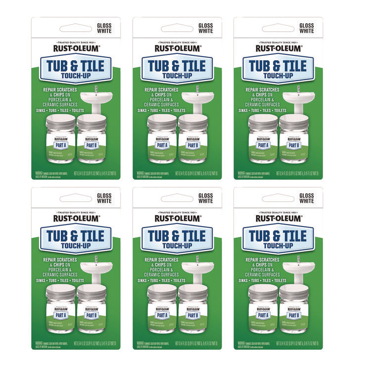 Specialty Gloss White Tub and Tile Touch Up, Gloss White, 0.54 oz Glass Vials, 6 Kits/Carton