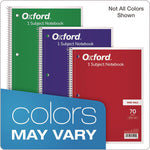 Coil-Lock Wirebound Notebook, 3-Hole Punched, Wide/Legal Rule, Randomly Assorted Cover Color, (70) 10.5 x 8 Sheets