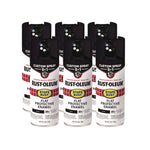 Stops Rust 5-in-1 Spray Paint, Flat Black, 12 oz Aerosol Can, 6/Carton