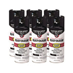 Stops Rust 5-in-1 Spray Paint, Gloss Black, 12 oz Aerosol Can, 6/Carton