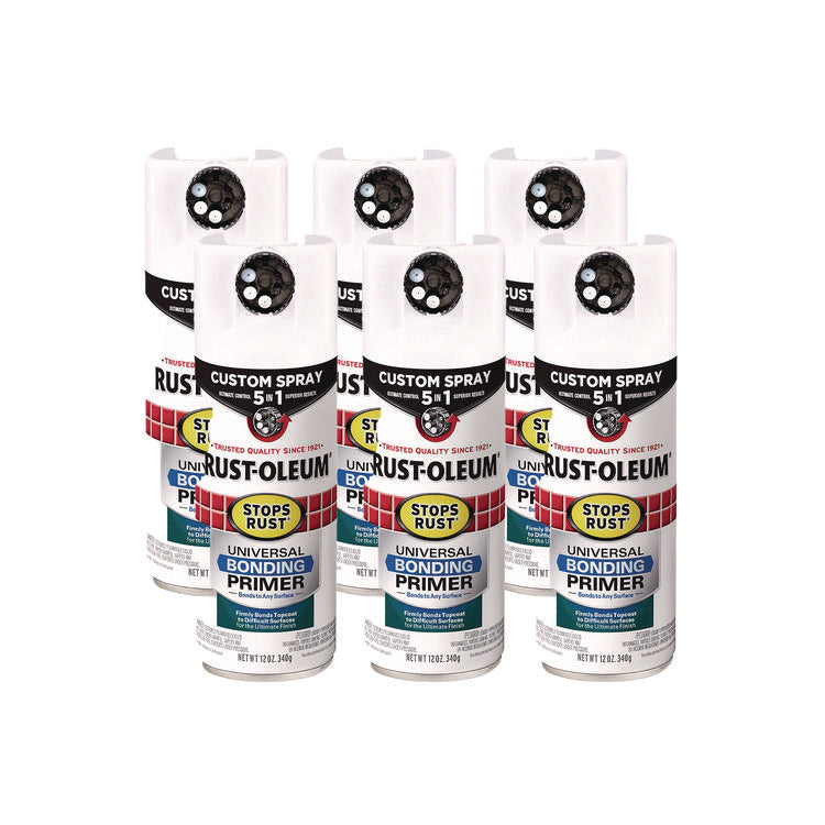 Stops Rust 5-in-1 Spray Paint, White, 12 oz Aerosol Can, 6/Carton