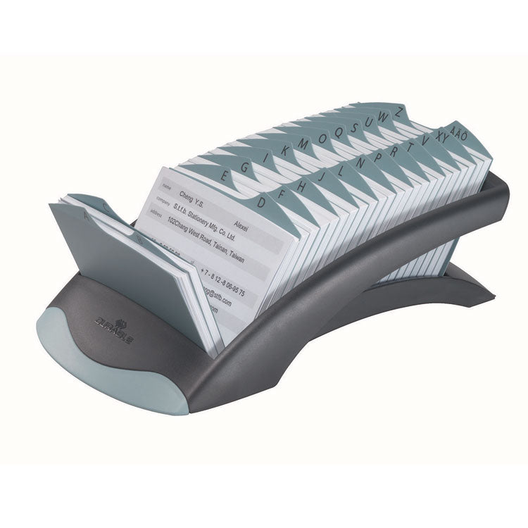 Telindex Desk Address Card File, Holds 500 2.88 X 4.13 Cards, 5.13 X 9.31 X 3.56, Plastic, Graphite/black
