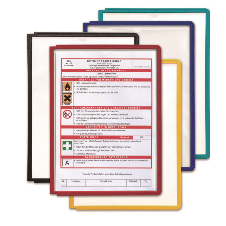 SHERPA Vario Replacement Panels, 1 Section, Clear Panel Assorted Color Borders, 5/Pack