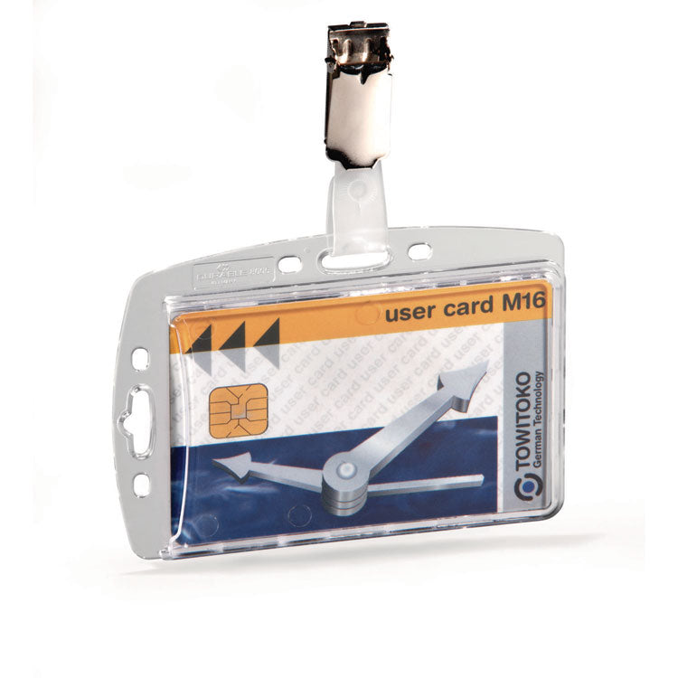 Id/security Card Holder Set, Vertical/horizontal, Clip, Clear, 25/pack