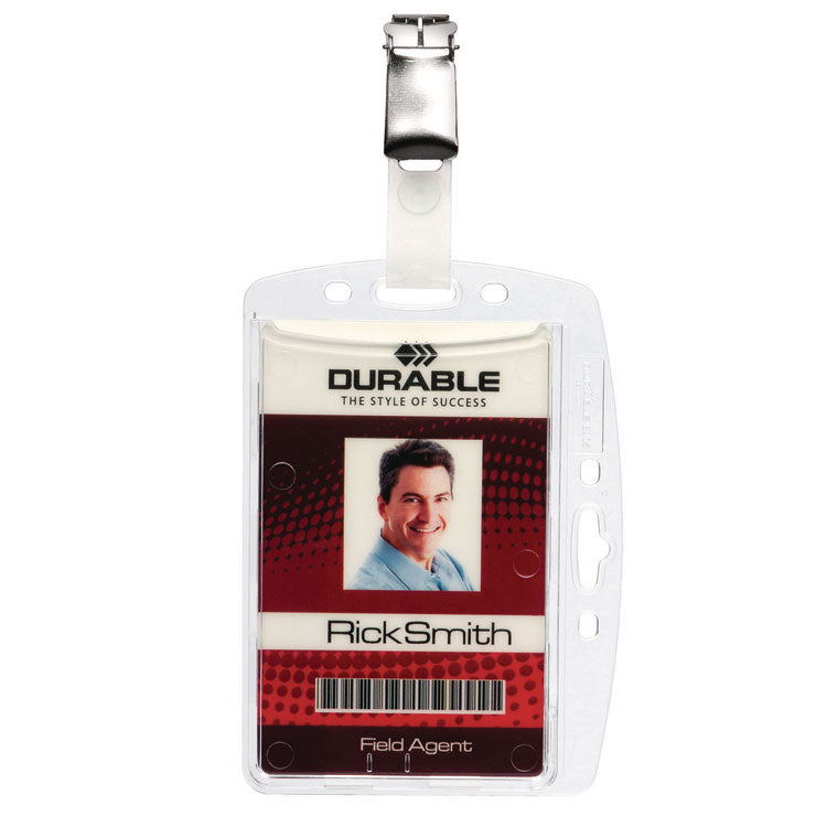 Id/security Card Holder Set, Vertical/horizontal, Clip, Clear, 25/pack