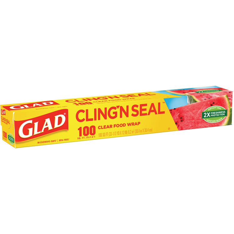 Cling'N Seal Plastic Food Wrap, 12" x 33.3 yd, 100 sq ft Roll, 16 Rolls/Carton