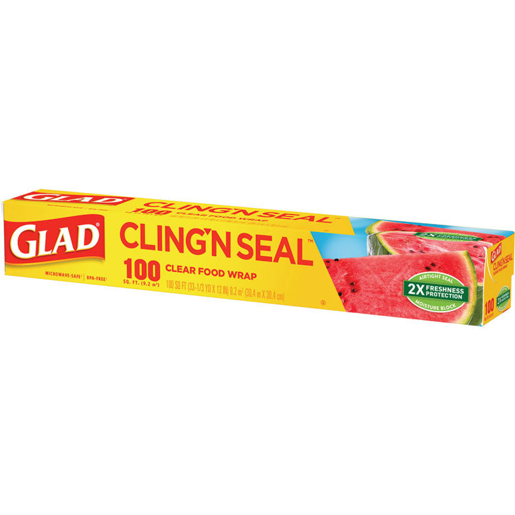 Cling'N Seal Plastic Food Wrap, 12" x 33.3 yd, 100 sq ft Roll, 16 Rolls/Carton