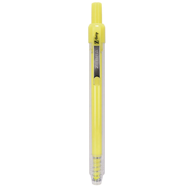Z-Grip Retractable Highlighter Markers, Neon Yellow Ink, Chisel Tip, Neon Yellow Barrel, Dozen