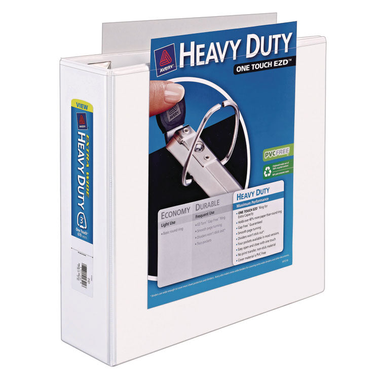 Heavy-Duty View Binder With Durahinge, One Touch Ezd Rings And Extra-Wide Cover, 3 Ring, 3" Capacity, 11 X 8.5, White, (1321)