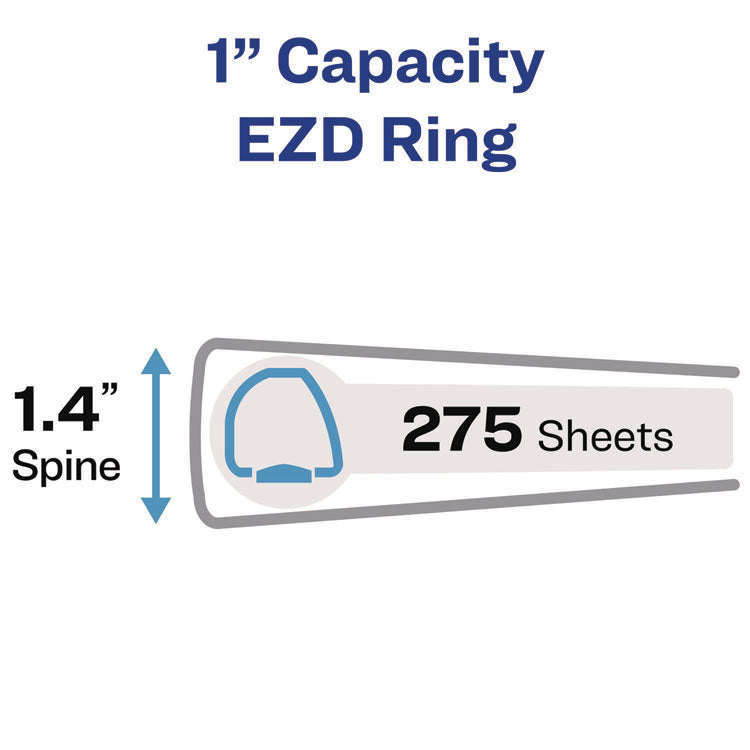 Heavy-Duty View Binder With Durahinge, One Touch Ezd Rings And Extra-Wide Cover, 3 Ring, 1" Capacity, 11 X 8.5, White, (1318)