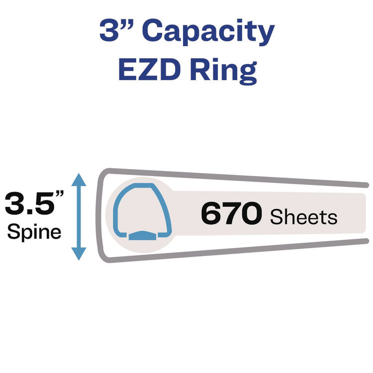 Heavy-Duty View Binder With Durahinge, One Touch Ezd Rings And Extra-Wide Cover, 3 Ring, 3" Capacity, 11 X 8.5, White, (1321)