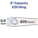 Heavy-Duty View Binder With Durahinge, One Touch Ezd Rings And Extra-Wide Cover, 3 Ring, 3" Capacity, 11 X 8.5, White, (1321)