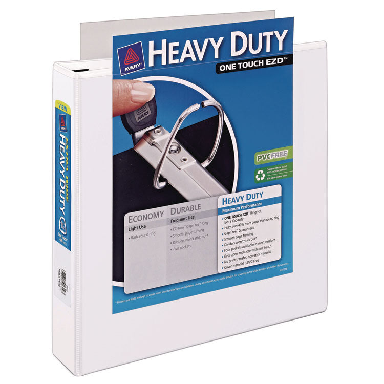 Heavy-Duty View Binder With Durahinge, One Touch Ezd Rings/extra-Wide Cover, 3 Ring, 1.5" Capacity, 11 X 8.5, White, (1319)