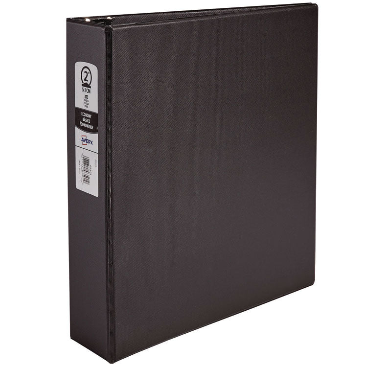 Economy Non-View Binder With Round Rings, 3 Rings, 2" Capacity, 11 X 8.5, Black, (3501)