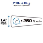 Heavy-Duty Non Stick View Binder With Durahinge And Slant Rings, 3 Rings, 1" Capacity, 11 X 8.5, White, (5304)