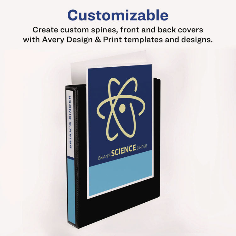 Heavy-Duty Non Stick View Binder With Durahinge And Slant Rings, 3 Rings, 1.5" Capacity, 11 X 8.5, Black, (5400)
