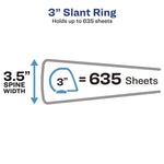 Heavy-Duty Non Stick View Binder With Durahinge And Slant Rings, 3 Rings, 3" Capacity, 11 X 8.5, Light Blue, (5601)