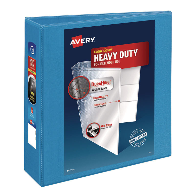 Heavy-Duty Non Stick View Binder With Durahinge And Slant Rings, 3 Rings, 3" Capacity, 11 X 8.5, Light Blue, (5601)